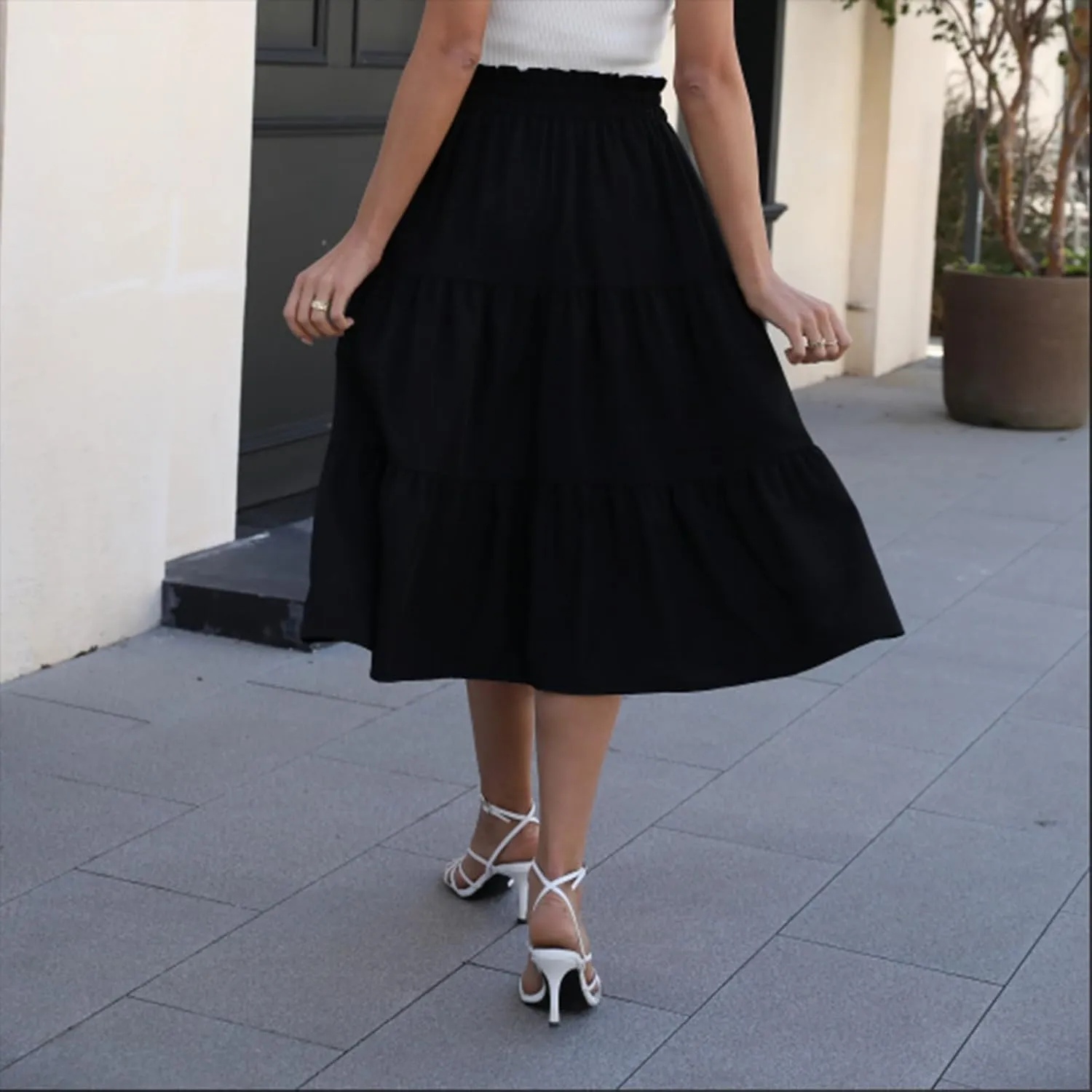 Floral Maxi Skirts for Women 2025 Summer Comfy Tiered Elastic High Waisted Vacation A-Line Flowy Swing Long Skirts