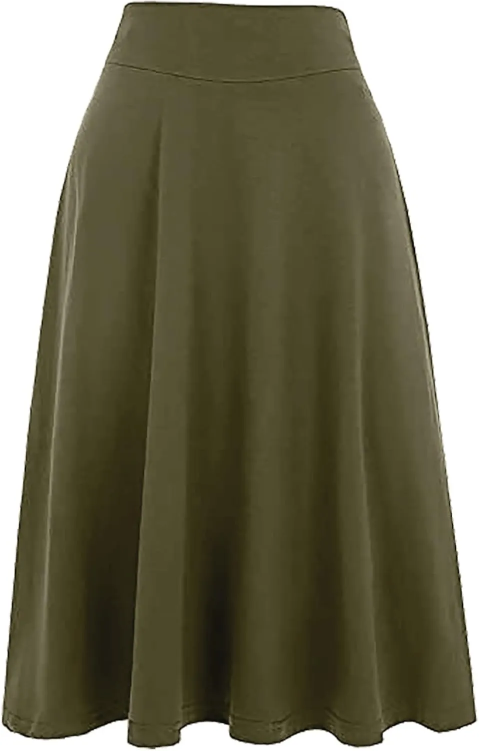 Flowy Midi Skirt for Women High Waist A Line Skater Skirts Elegant Casual Solid Color Workwear