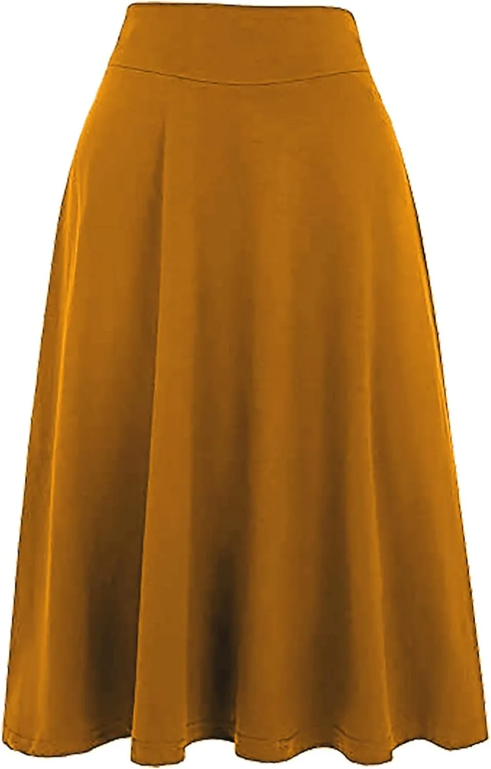 Flowy Midi Skirt for Women High Waist A Line Skater Skirts Elegant Casual Solid Color Workwear