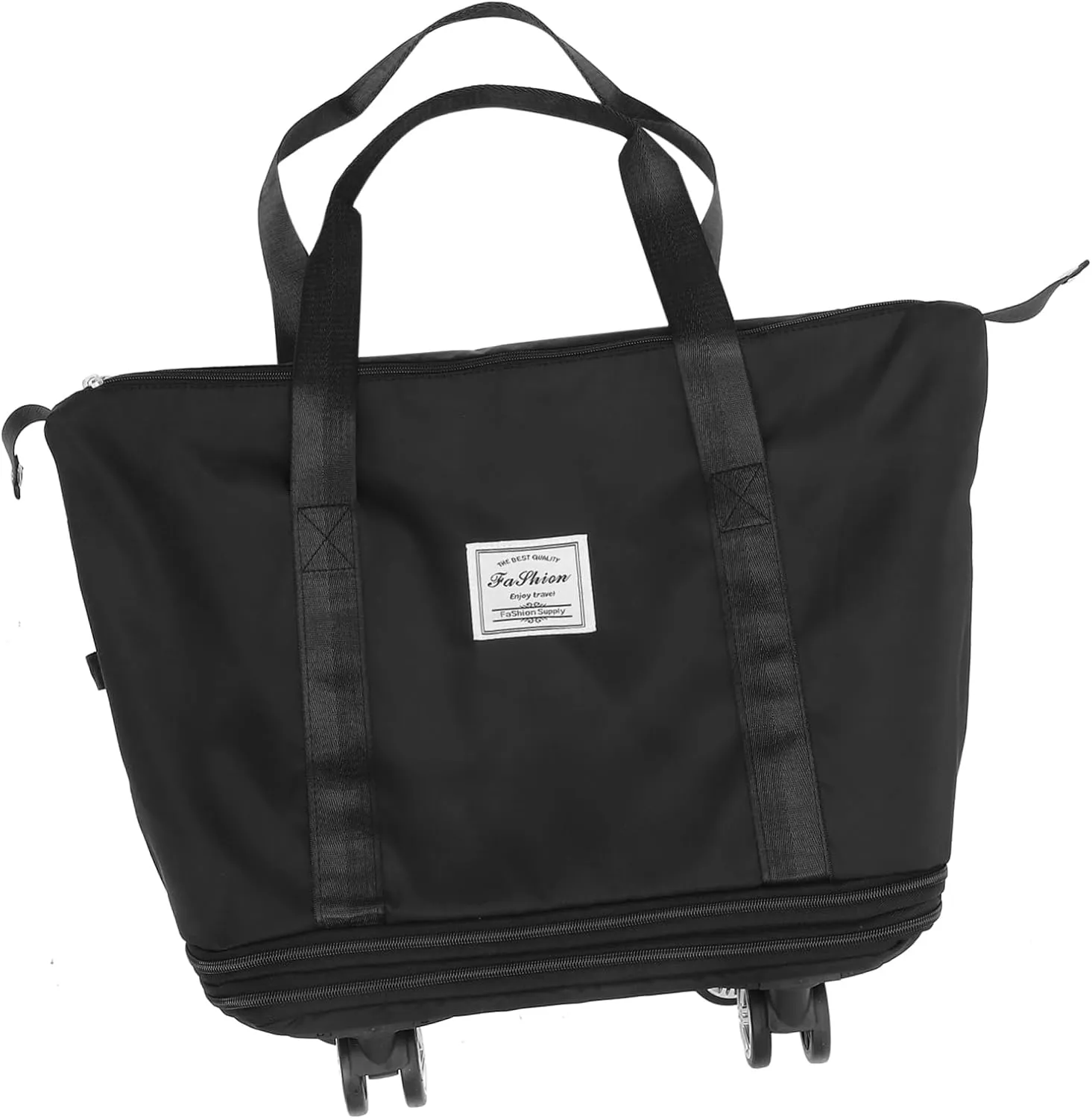 Foldable Luggage Bag Wheels Travel Sports Bag Large Capacity Oxford Fabric Easy to Maneuver