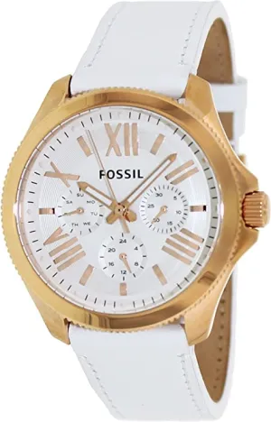 Fossil Cecile Rose gold White Leather Women's Watch AM4486