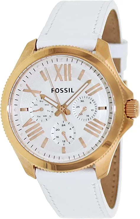 Fossil Cecile Rose gold White Leather Women's Watch AM4486