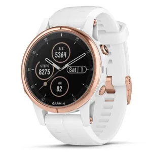 Garmin fenix 5S Plus Sapphire Rose Gold with White Rubber Strap Smart Watch - 010-01987-06