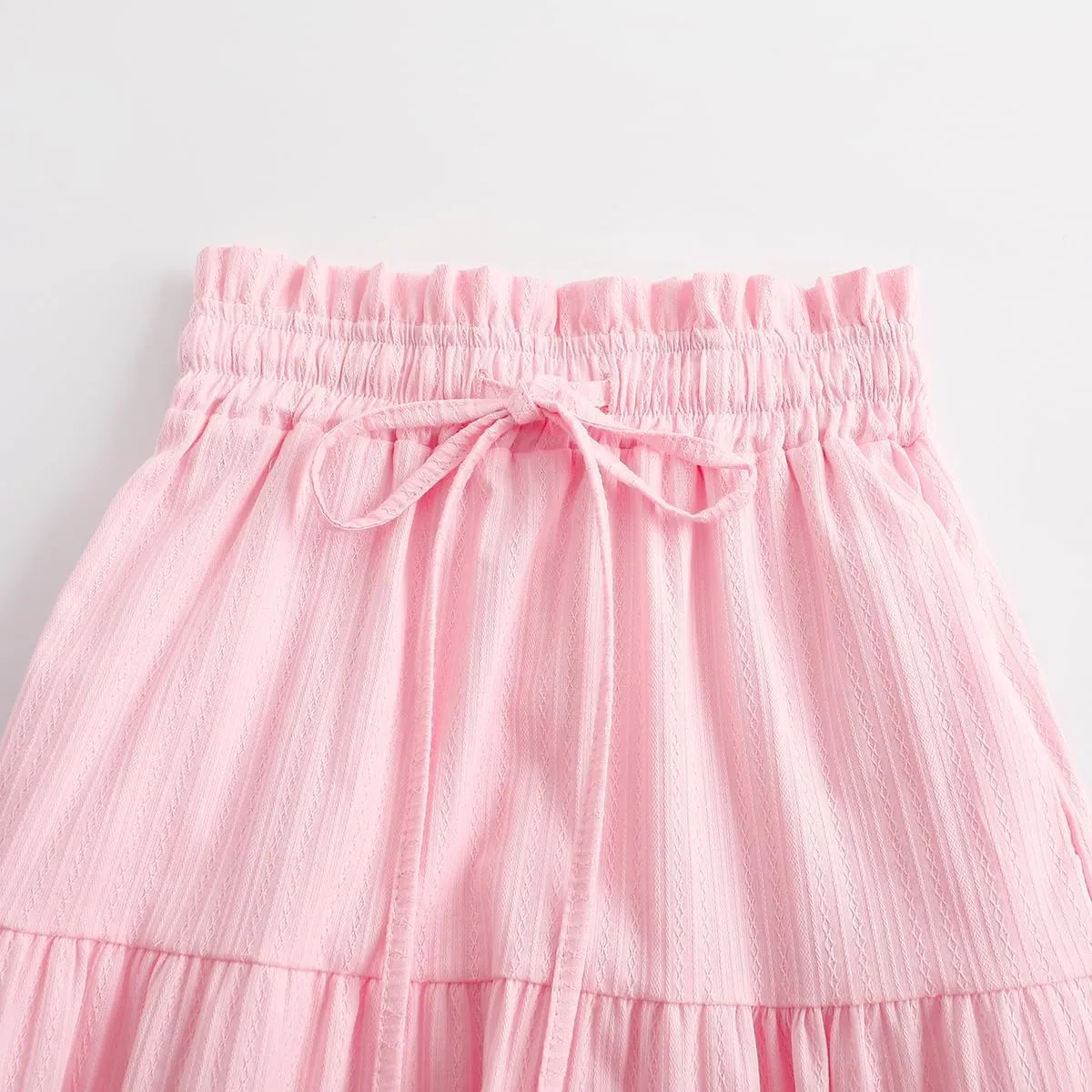 Girls Girls Maxi Skirts High Waisted Long Skirt Ruffled Drawstring Tiered Skirts with Pocket