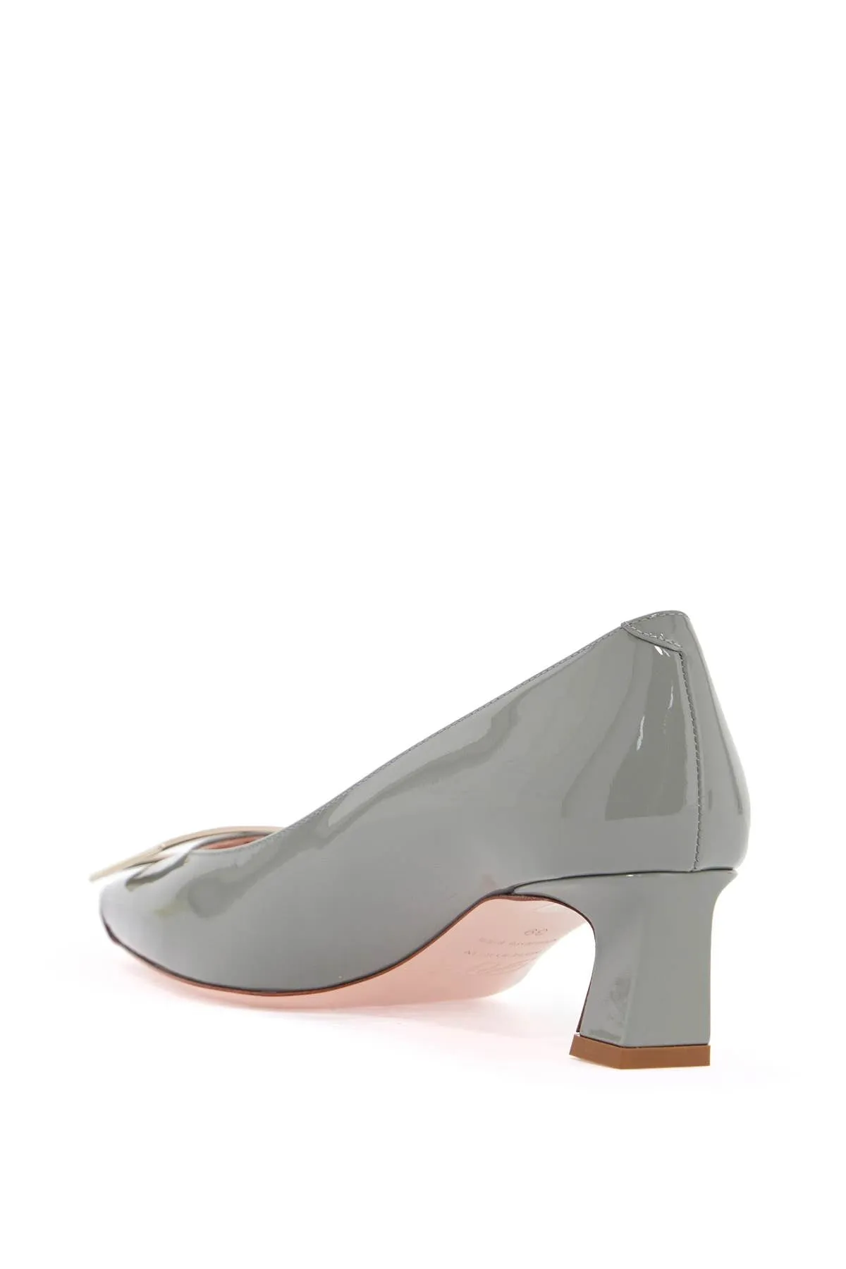 glossy grey calfskin pumps with square wide heel RVW44815280D1P SHADOW