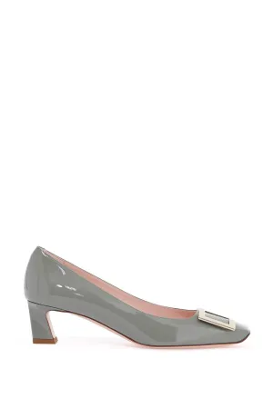 glossy grey calfskin pumps with square wide heel RVW44815280D1P SHADOW