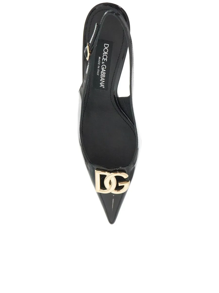 Glossy Leather Slingback D Pumps