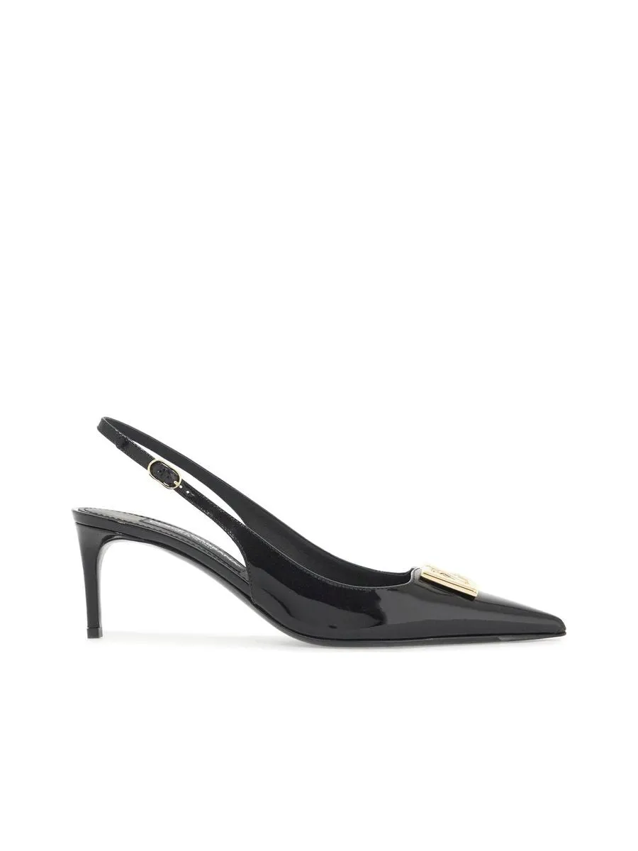 Glossy Leather Slingback D Pumps