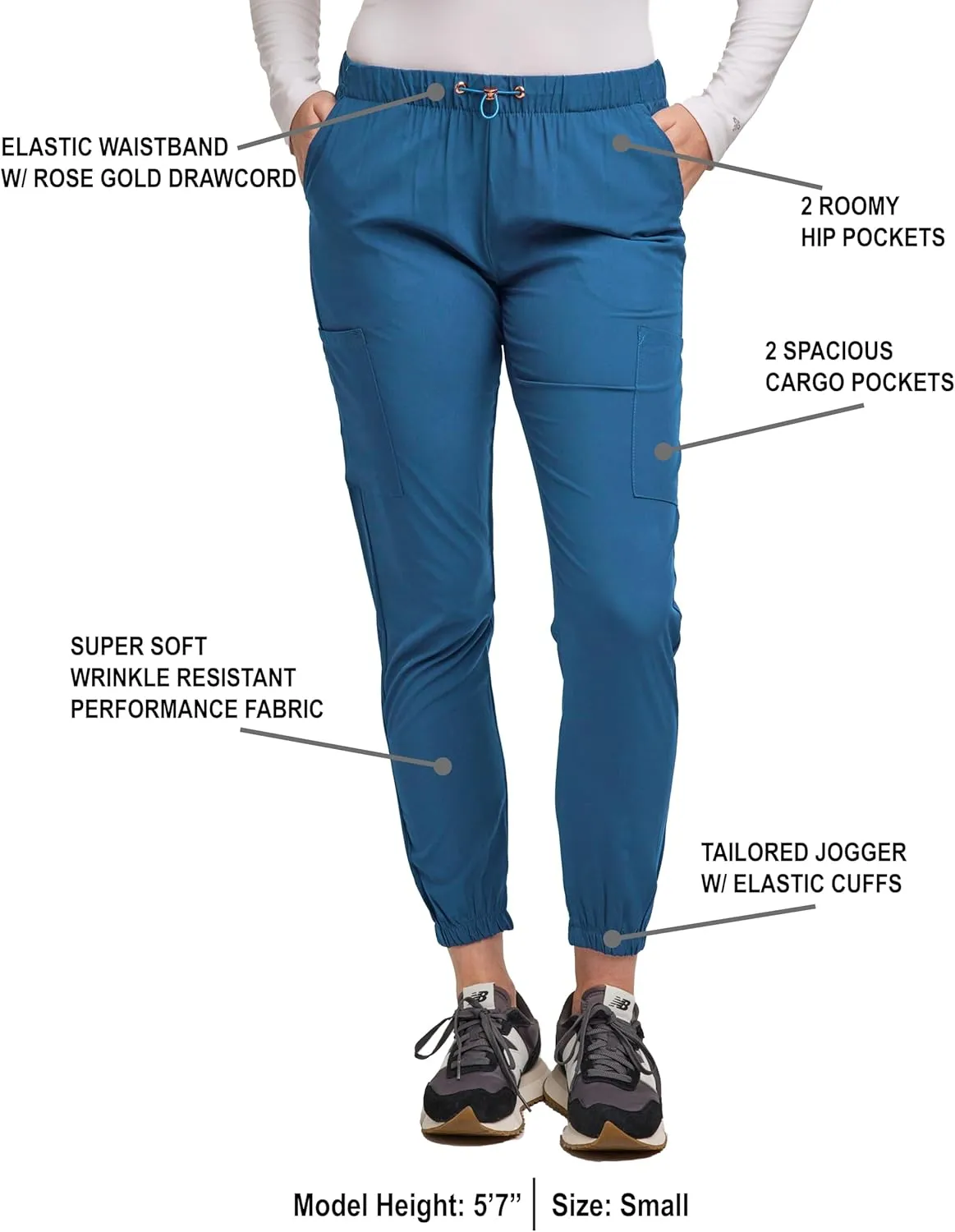 Green Town Scrubs for Women - Jogger Scrub Pant, Cargo Pockets, Stretch Fabric, Drawcord, Easy Care