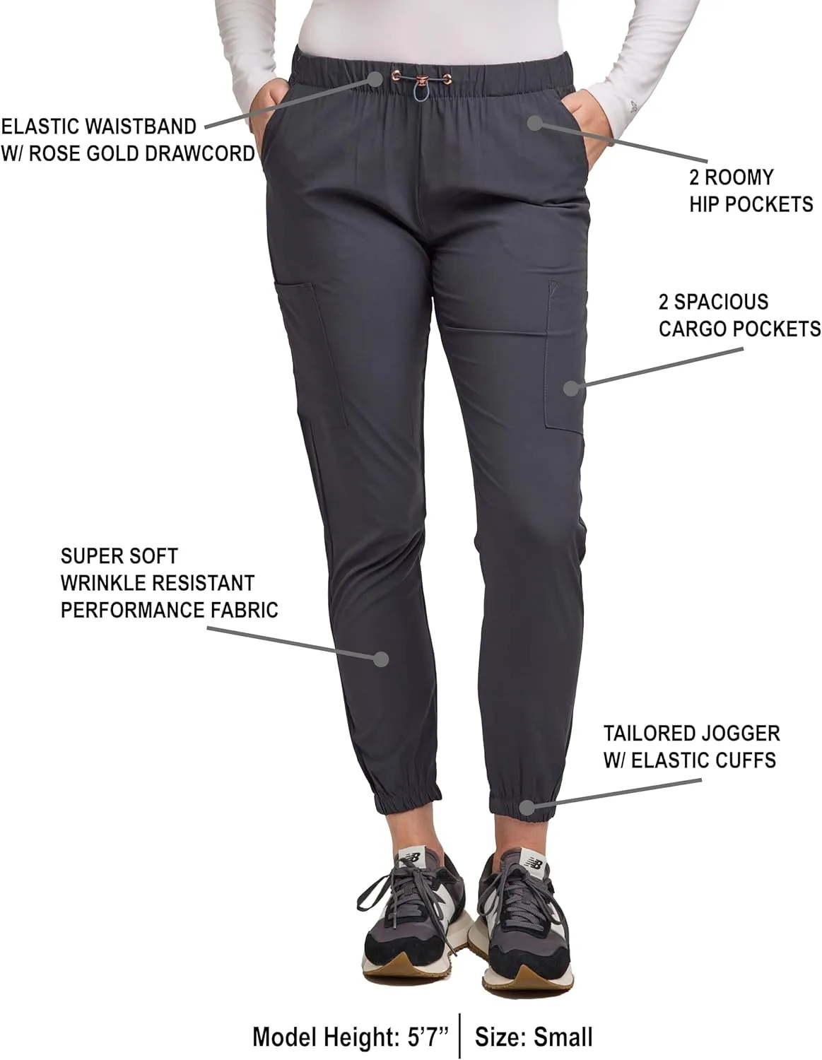 Green Town Scrubs for Women - Jogger Scrub Pant, Cargo Pockets, Stretch Fabric, Drawcord, Easy Care