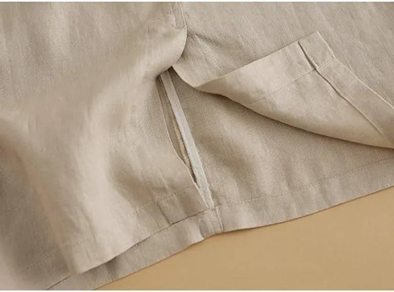 IDEALSANXUN Womens Cotton Linen Skirts Spring Summer A Line Midi Skirt with Pockets Beach Vacation Clothes