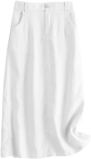 IDEALSANXUN Womens Cotton Linen Skirts Spring Summer A Line Midi Skirt with Pockets Beach Vacation Clothes