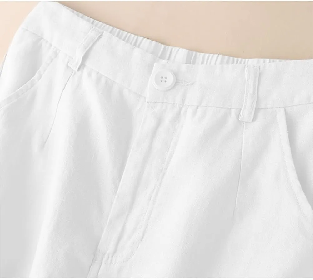 IDEALSANXUN Womens Cotton Linen Skirts Spring Summer A Line Midi Skirt with Pockets Beach Vacation Clothes