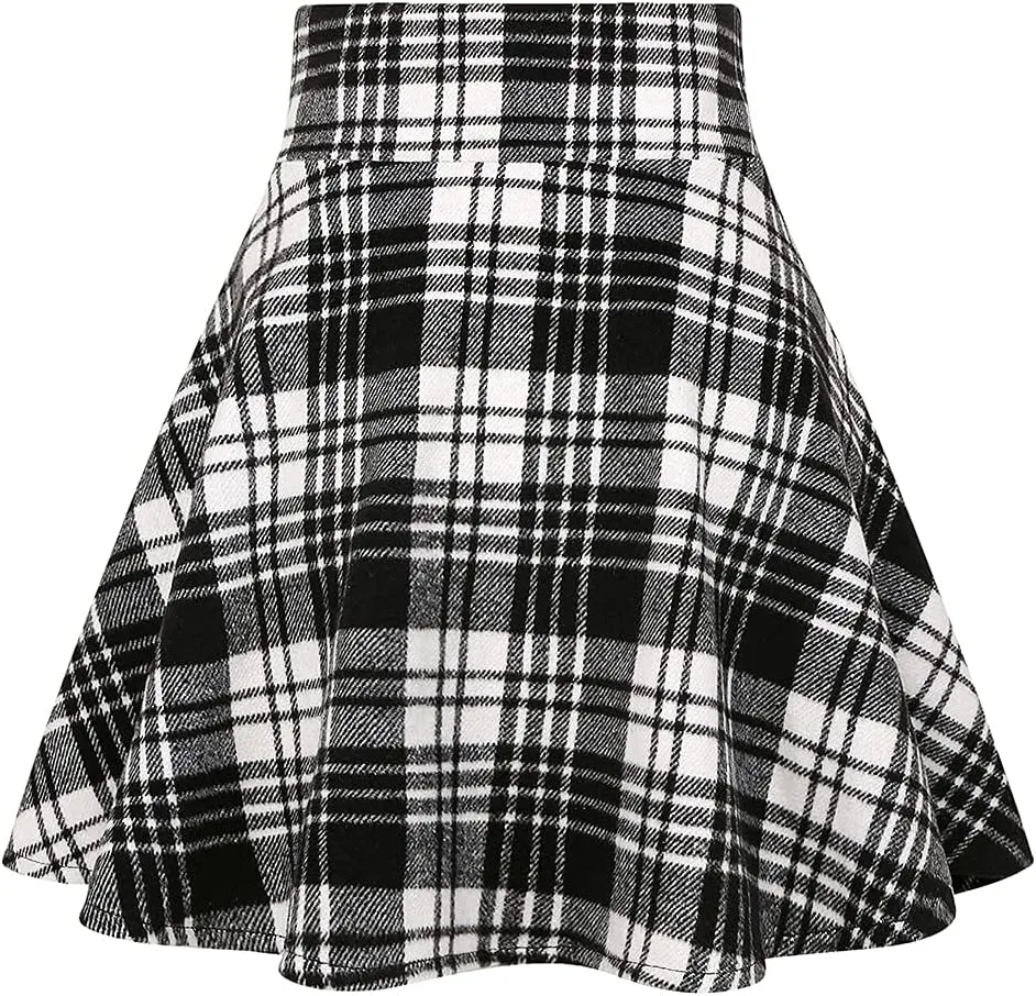 IDEALSANXUN Wool Plaid Mini Gothic Skirts for Womens High Waist Lace Up Short Pleated Skater Skirts