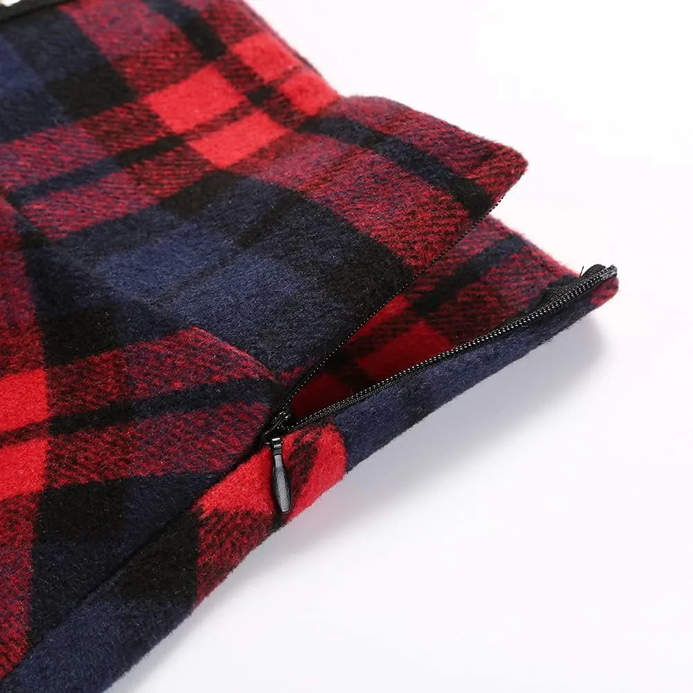 IDEALSANXUN Wool Plaid Mini Gothic Skirts for Womens High Waist Lace Up Short Pleated Skater Skirts