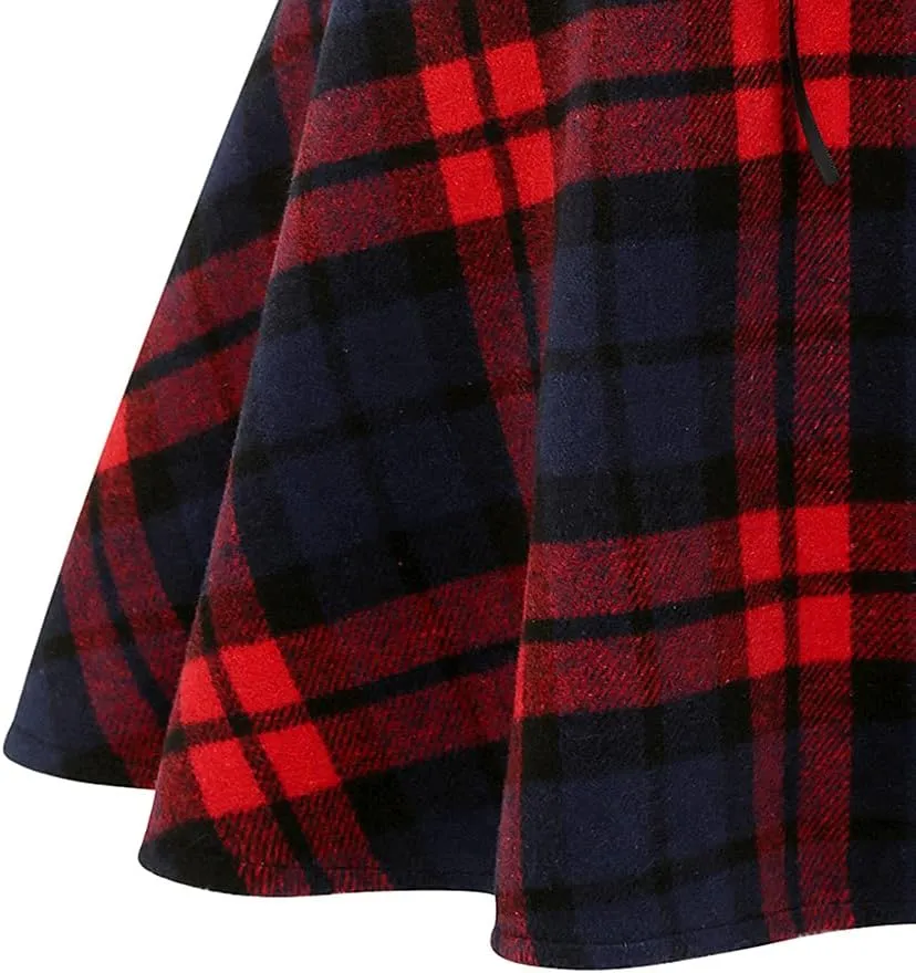 IDEALSANXUN Wool Plaid Mini Gothic Skirts for Womens High Waist Lace Up Short Pleated Skater Skirts