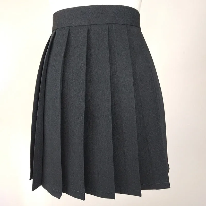 Japanese College Solid Colored Cozy Trendy Minimalist Pleated Skirt