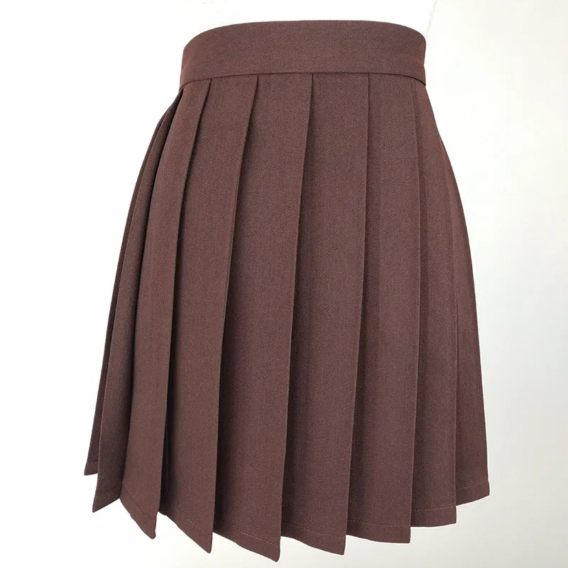 Japanese College Solid Colored Cozy Trendy Minimalist Pleated Skirt