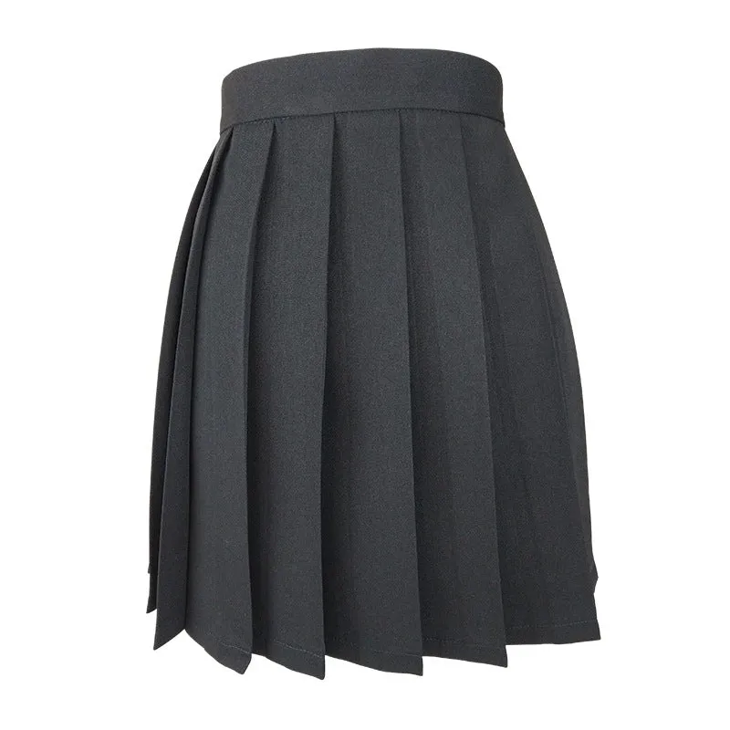 Japanese College Solid Colored Cozy Trendy Minimalist Pleated Skirt