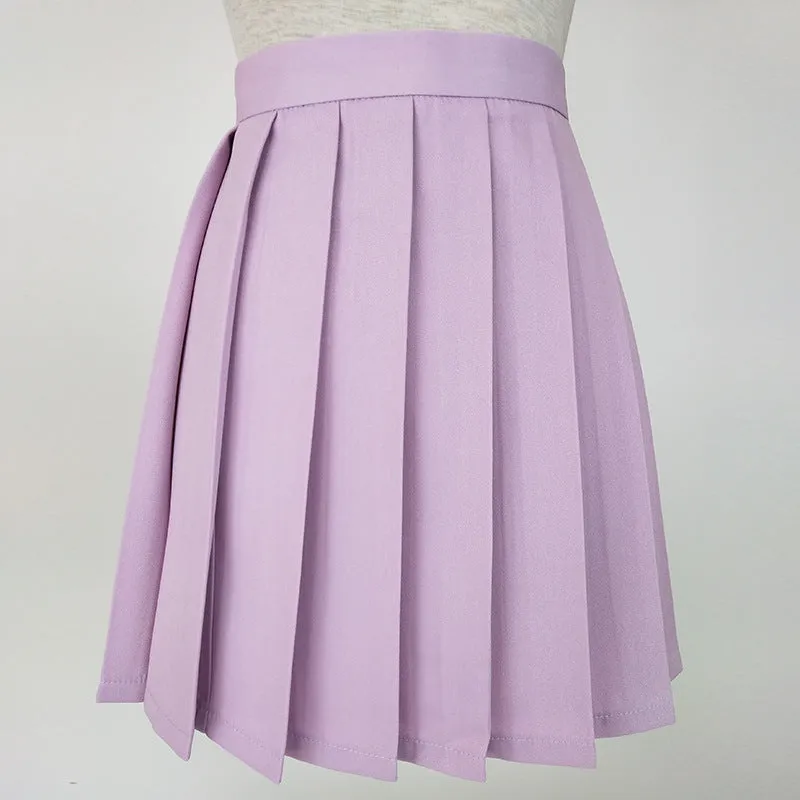 Japanese College Solid Colored Cozy Trendy Minimalist Pleated Skirt