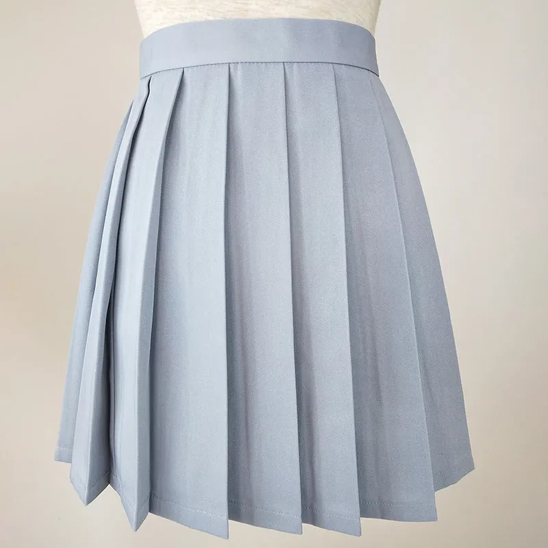 Japanese College Solid Colored Cozy Trendy Minimalist Pleated Skirt