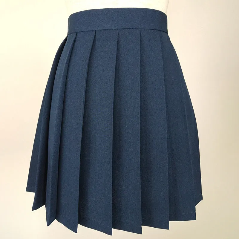 Japanese College Solid Colored Cozy Trendy Minimalist Pleated Skirt