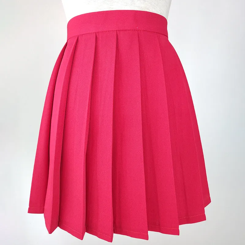 Japanese College Solid Colored Cozy Trendy Minimalist Pleated Skirt