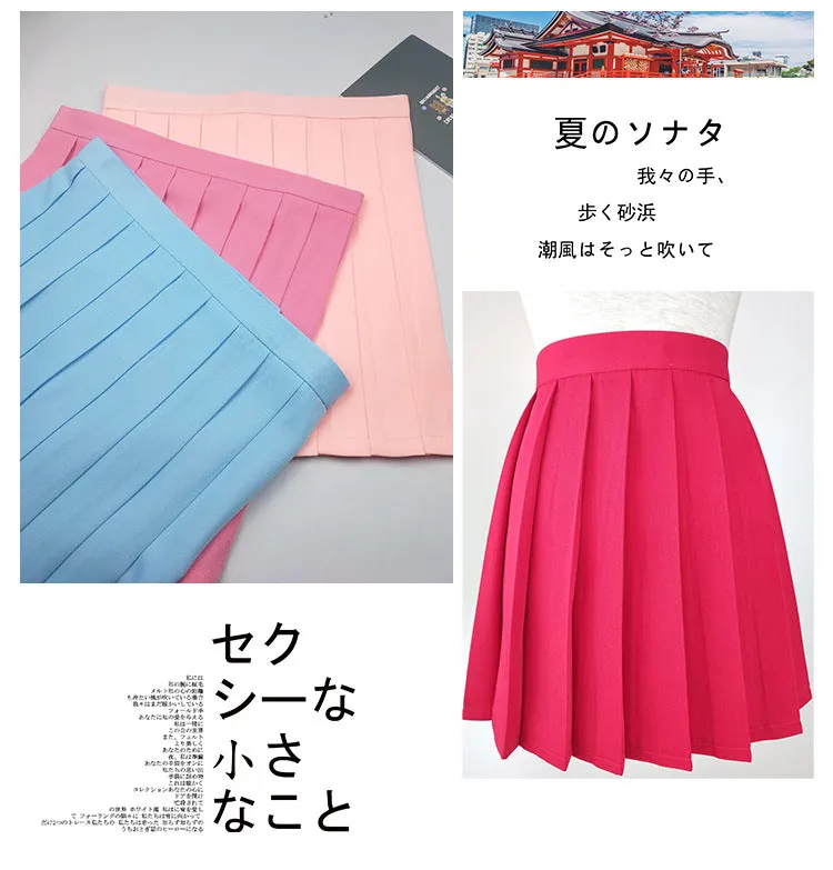 Japanese College Solid Colored Cozy Trendy Minimalist Pleated Skirt