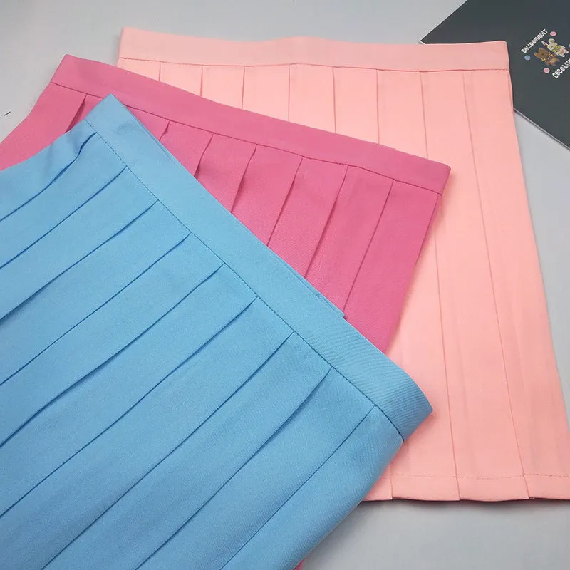 Japanese College Solid Colored Cozy Trendy Minimalist Pleated Skirt