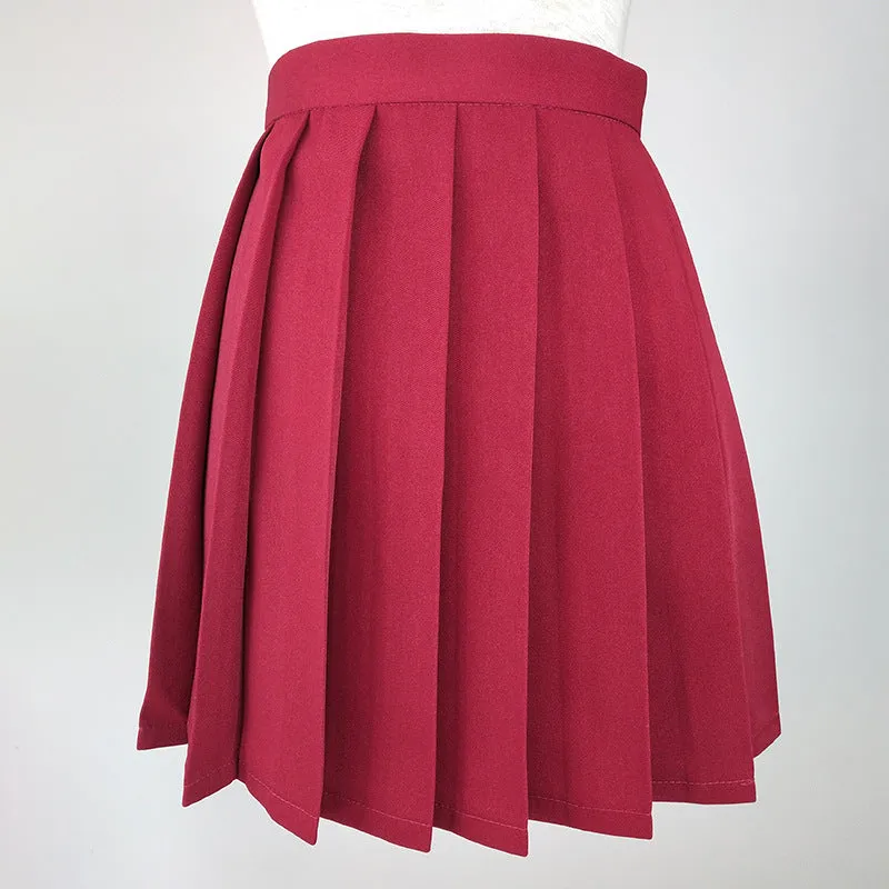 Japanese College Solid Colored Cozy Trendy Minimalist Pleated Skirt