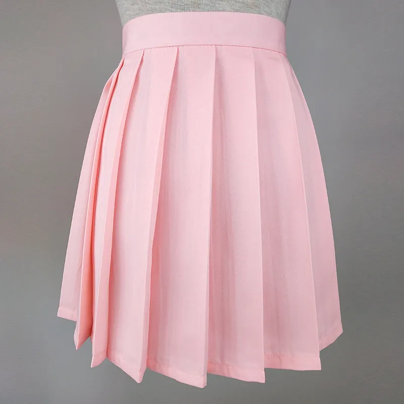 Japanese College Solid Colored Cozy Trendy Minimalist Pleated Skirt