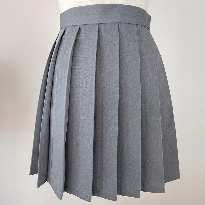 Japanese College Solid Colored Cozy Trendy Minimalist Pleated Skirt
