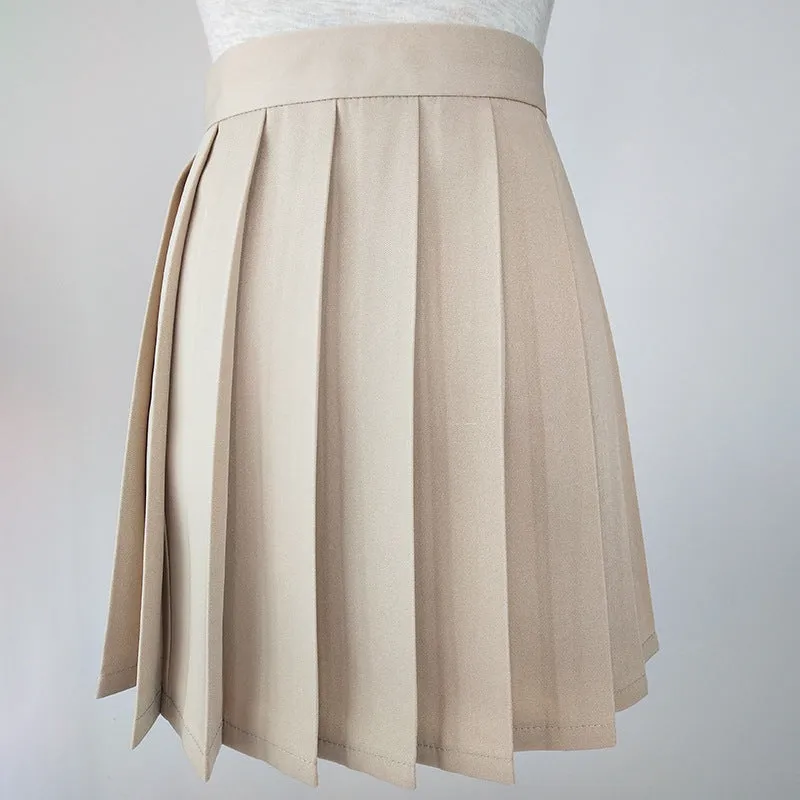 Japanese College Solid Colored Cozy Trendy Minimalist Pleated Skirt
