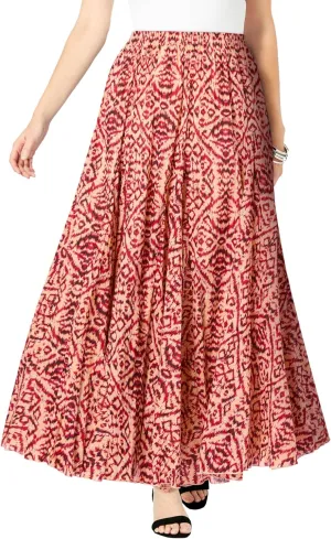 Jessica London Women's Plus Size Elastic Waist Cotton Flowing Maxi Crinkled Skirt
