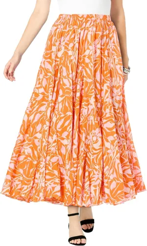 Jessica London Women's Plus Size Elastic Waist Cotton Flowing Maxi Crinkled Skirt