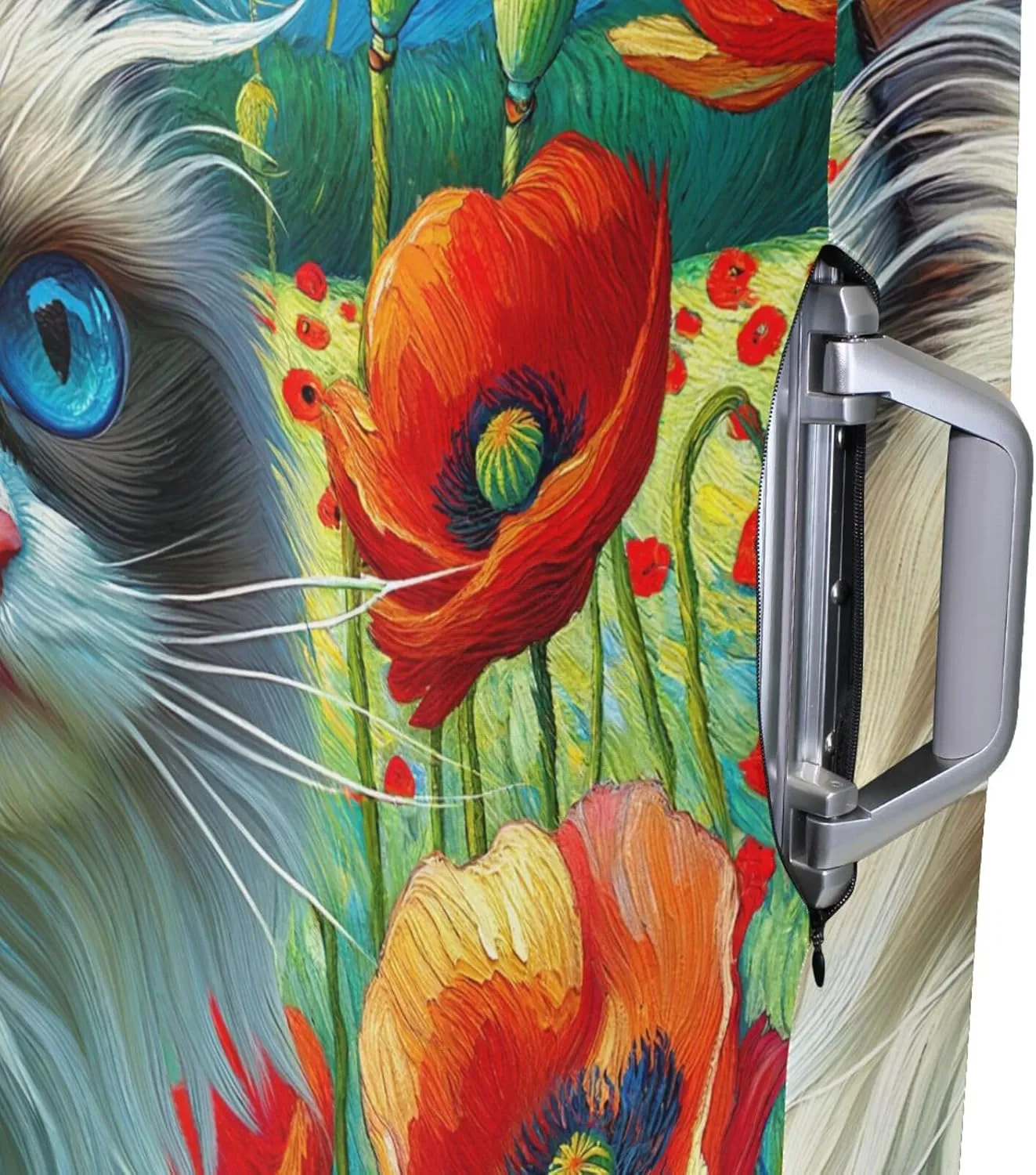 Joisal Floral Cat Large Suitcase Cover Fit 18-32 Inch Luggage Markers for Easy Identification