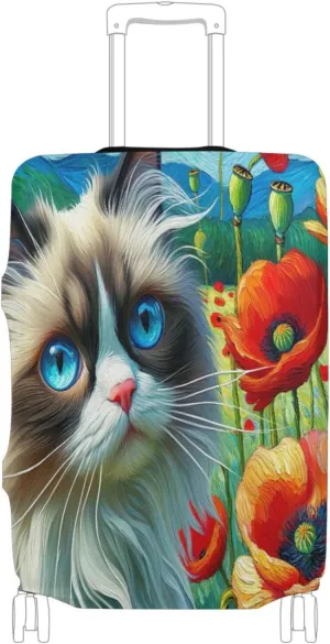 Joisal Floral Cat Large Suitcase Cover Fit 18-32 Inch Luggage Markers for Easy Identification