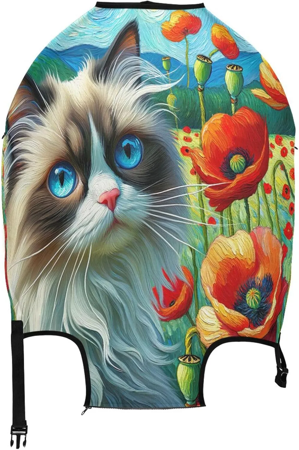 Joisal Floral Cat Large Suitcase Cover Fit 18-32 Inch Luggage Markers for Easy Identification