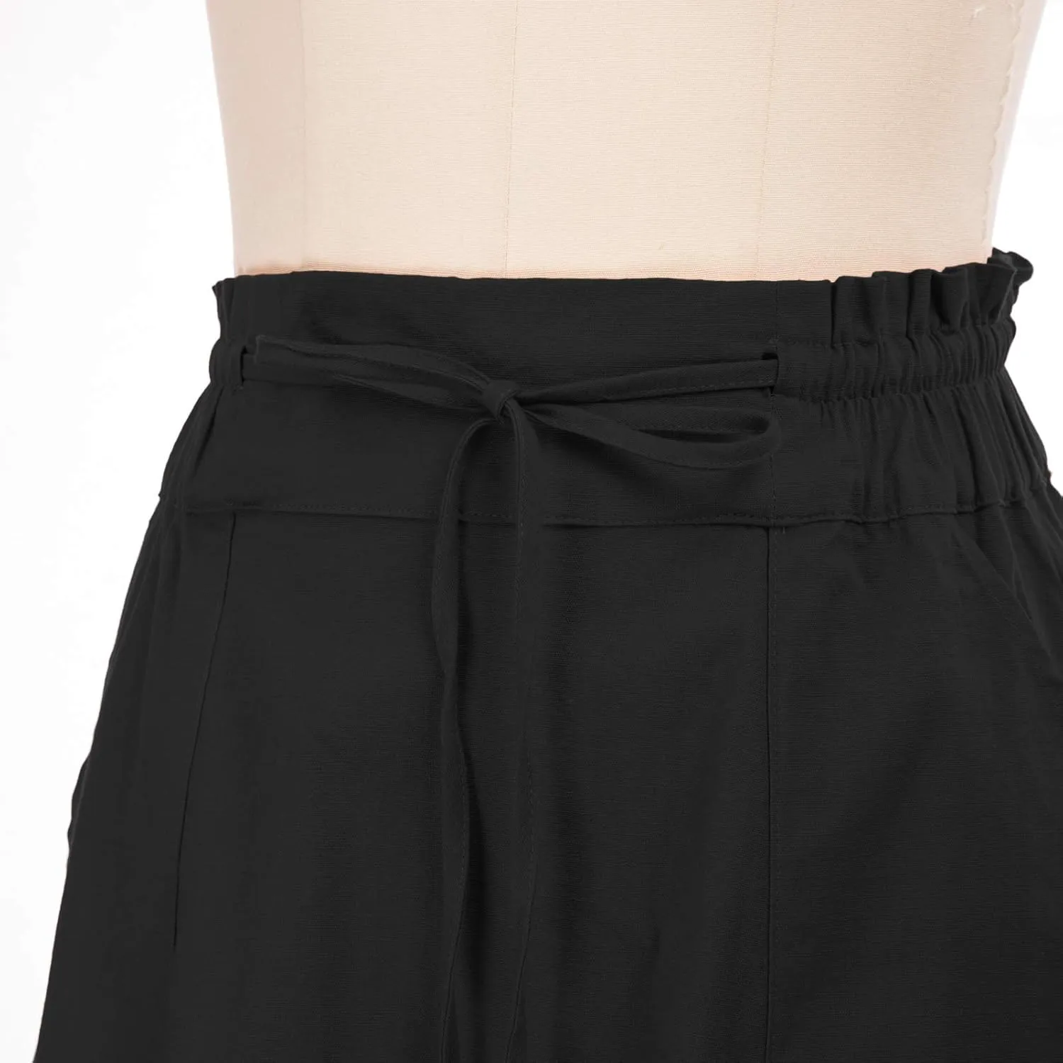 KANCY KOLE Women Casual Cotton Linen Skirts Frill Tie Waist A-Line Midi Skirt with Pockets S-XXL