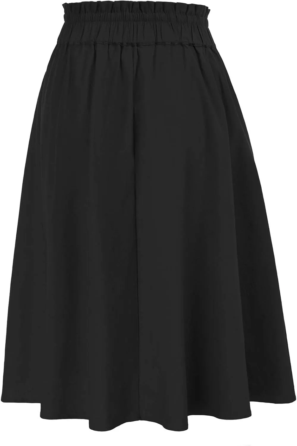 KANCY KOLE Women Casual Cotton Linen Skirts Frill Tie Waist A-Line Midi Skirt with Pockets S-XXL