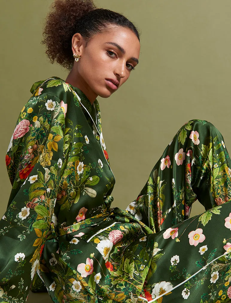 Karen Walker Luxurious Love Letters Silk Maxi Robe - Elegant, Lightweight, and Comfortable Loungewear.