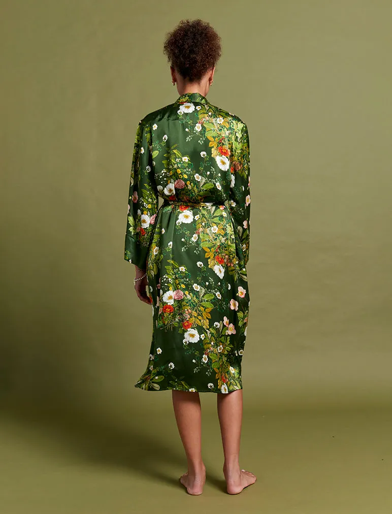 Karen Walker Luxurious Love Letters Silk Maxi Robe - Elegant, Lightweight, and Comfortable Loungewear.