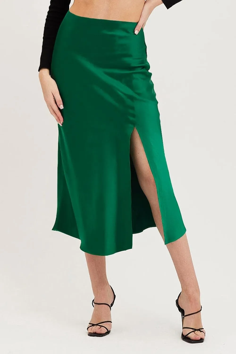 Keasmto Leopard Print Skirt for Women Cheetah High Waist Silk Satin Elasticized Skirts