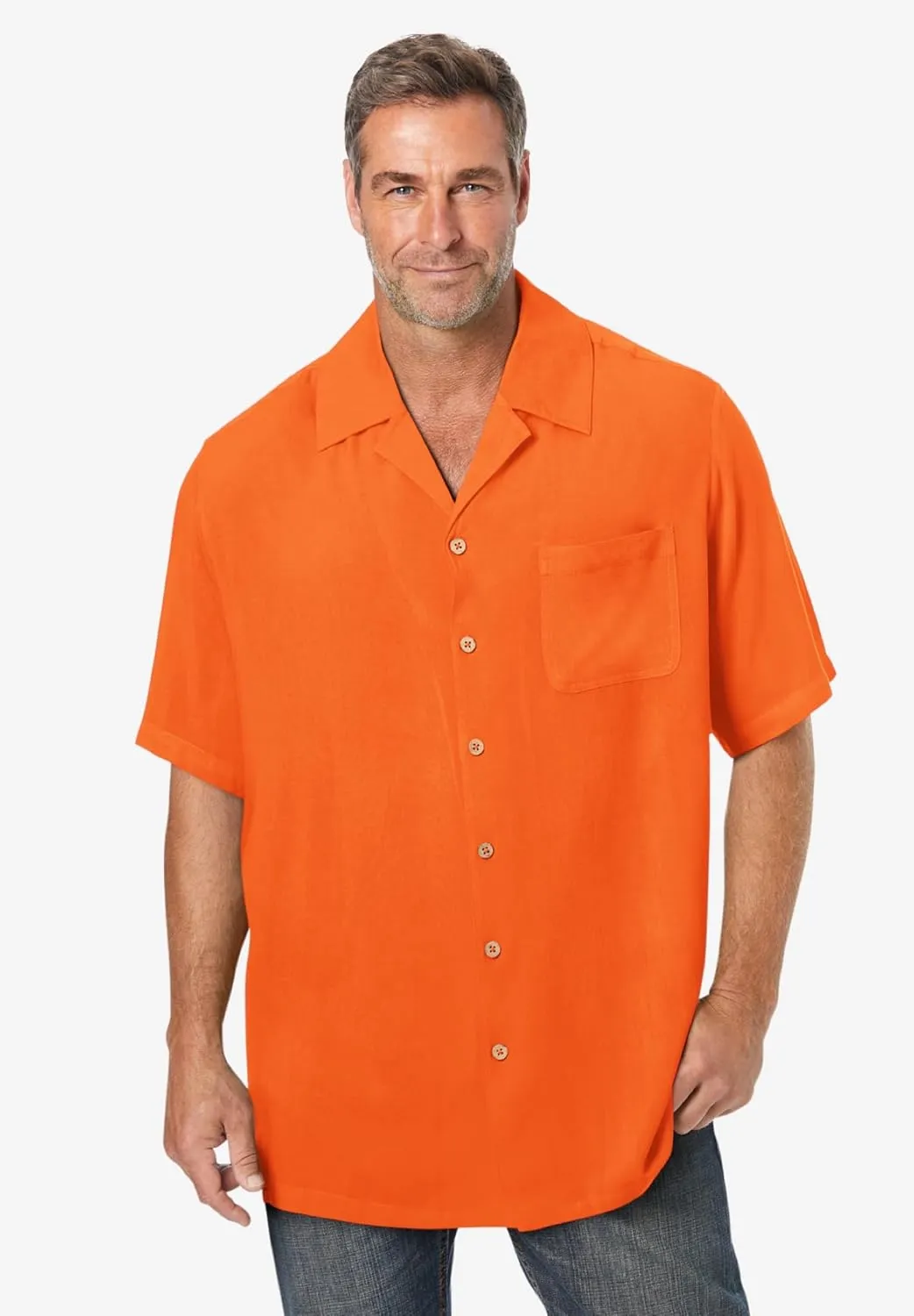 KingSize Men's Big & Tall Solid Camp Shirt