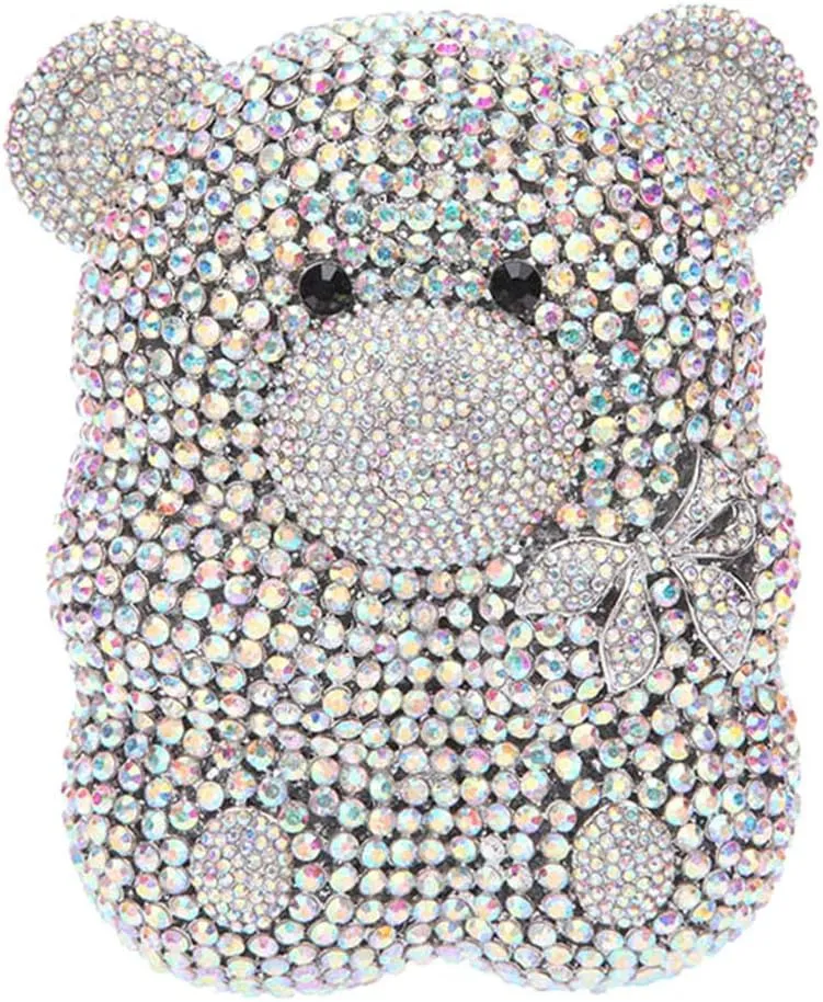 Ladies Elegant Evening-Bag Chain Crystal Wedding Clutch-Purse Party Handbag Bear