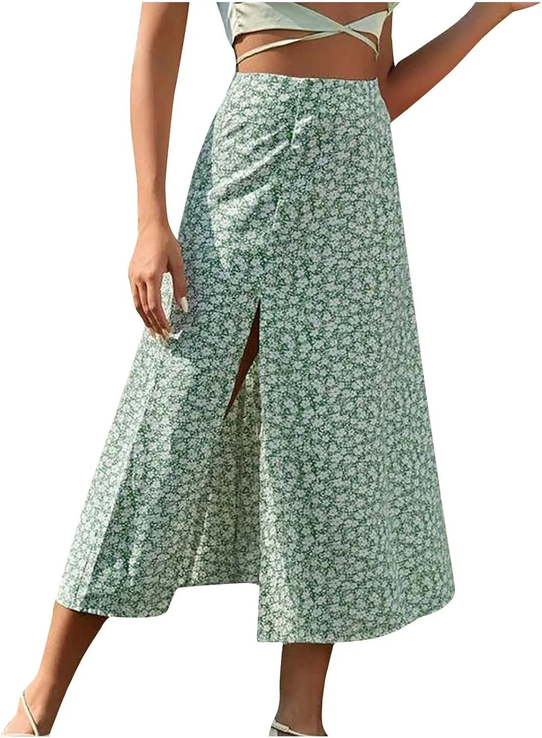 Ladies Skorts Skirt for Women Ribbed Wrap Slit Pencil Criss Cross Basic Maxi Long Skorts 2025 Regular Fit