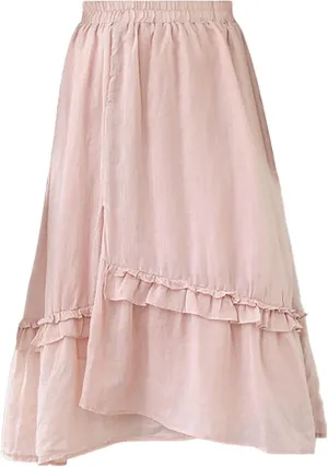 Ladies Sweet Double Layer Lace Skirt Flowing Fine A Line High Waisted Mid Length Half Skirt Puff Skirt for