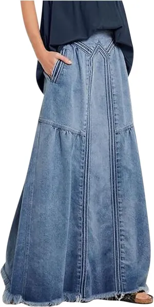 Ladies Vintage Western High Cut Slit Peasant High Low Steampunk Maxi Long Skorts Skorts for Women Denim Skorts 2025