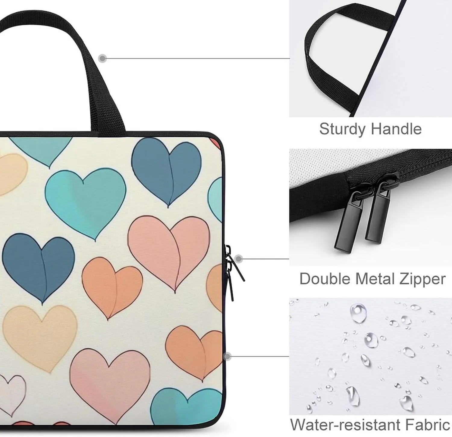 Laptop Sleeve with Handle Playful Doodles Laptop Sleeve Bag Ultra-Thin Computer Bag Cover for 12-17 Inch