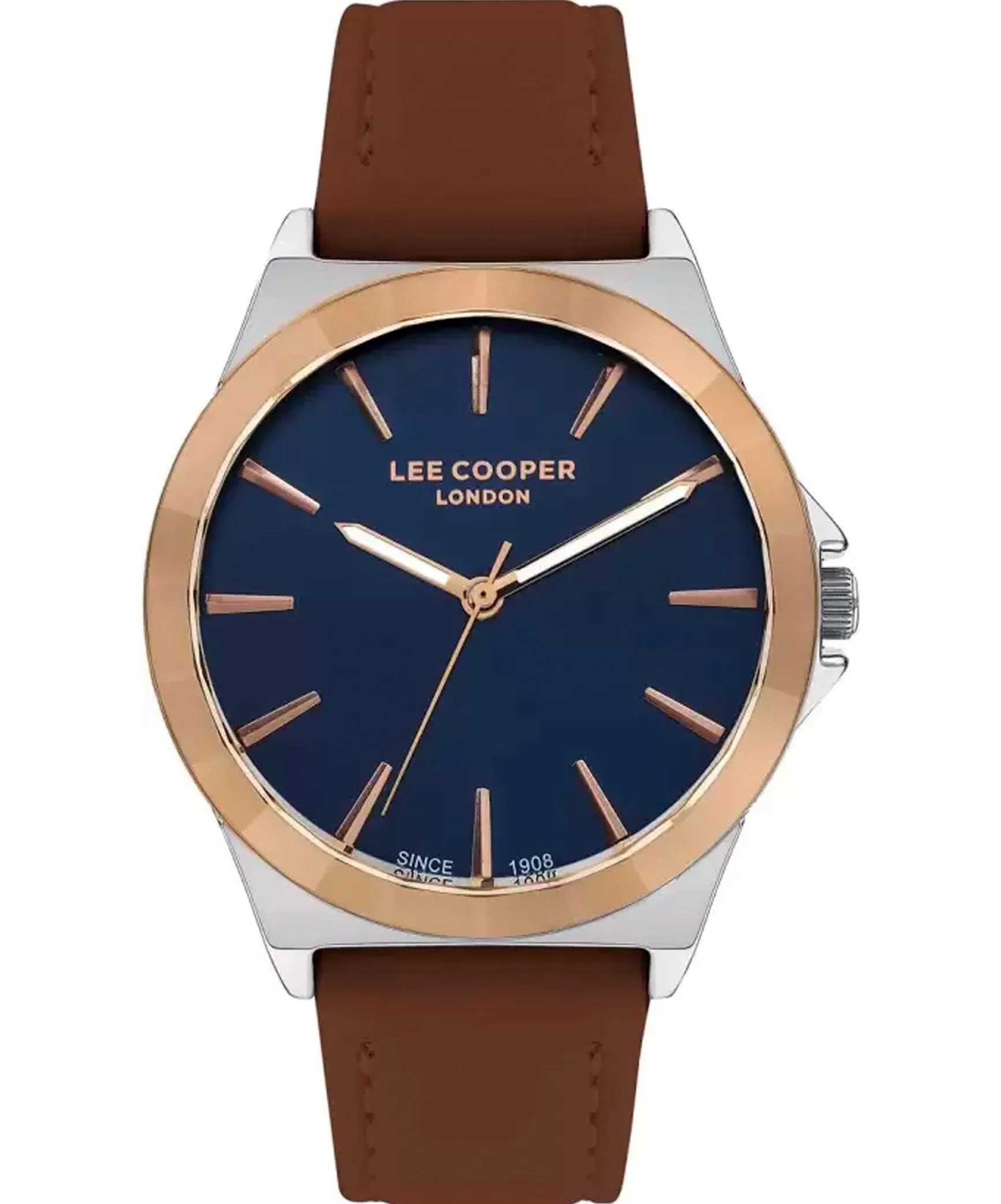 Lee Cooper  Women's Analog Watch, Blue Dial, Brown Leather Strap, LC07347.592